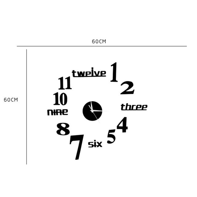 Reloj de pared 3D de 60cm Negro MODELO 1